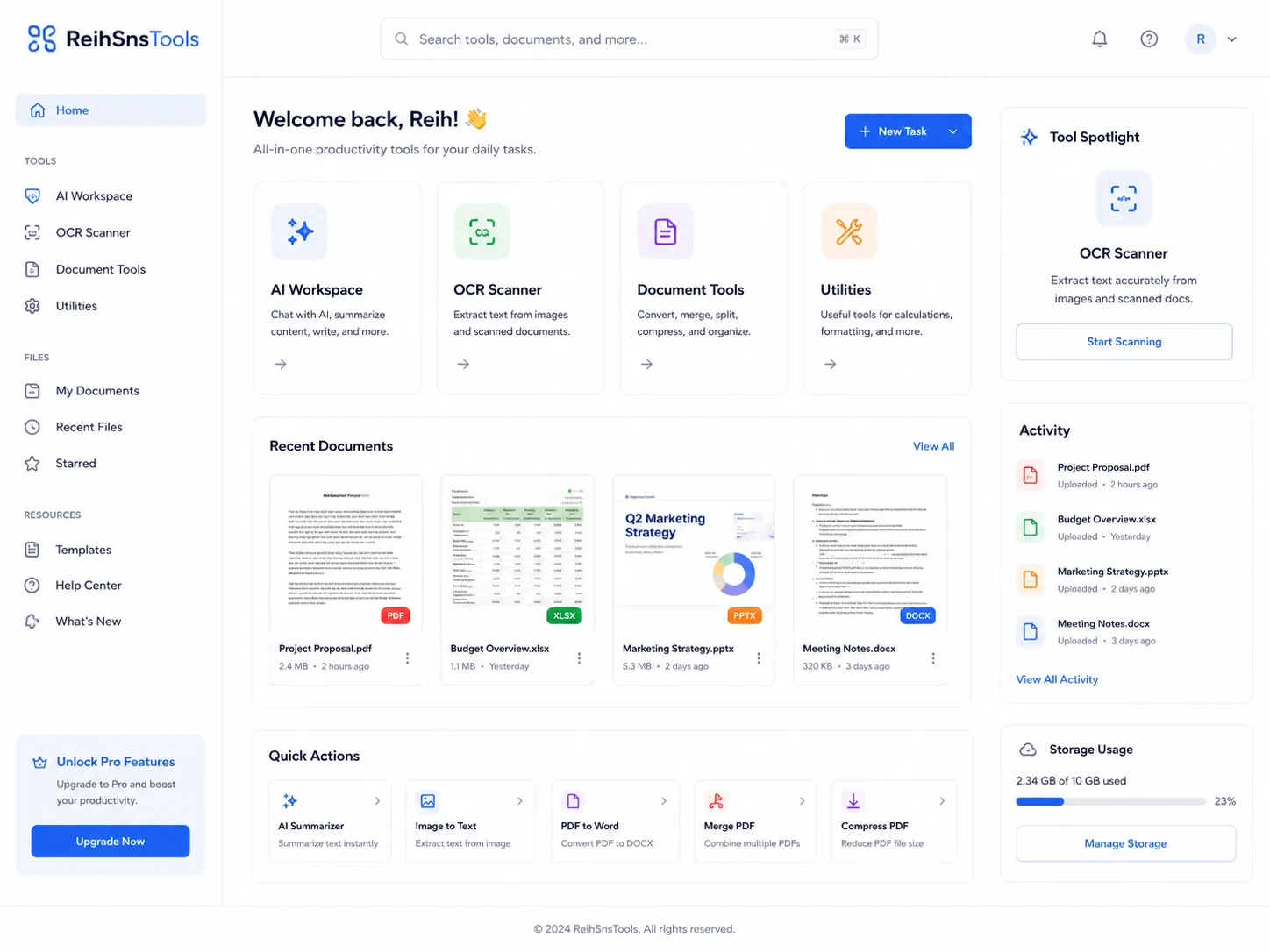 ReihSnsTools Dashboard Preview